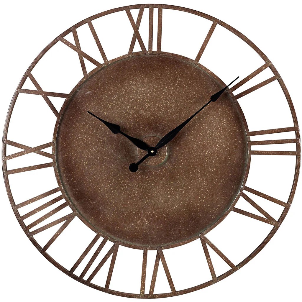 Metal Roman Numeral Outdoor Wall Clock