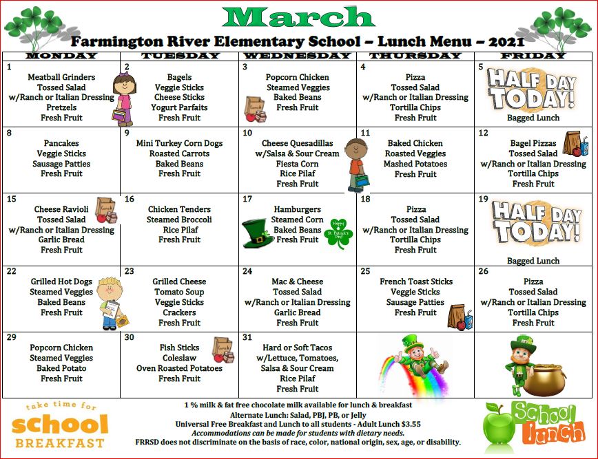 Breakfast/Lunch Menus Farmington River Regional School District