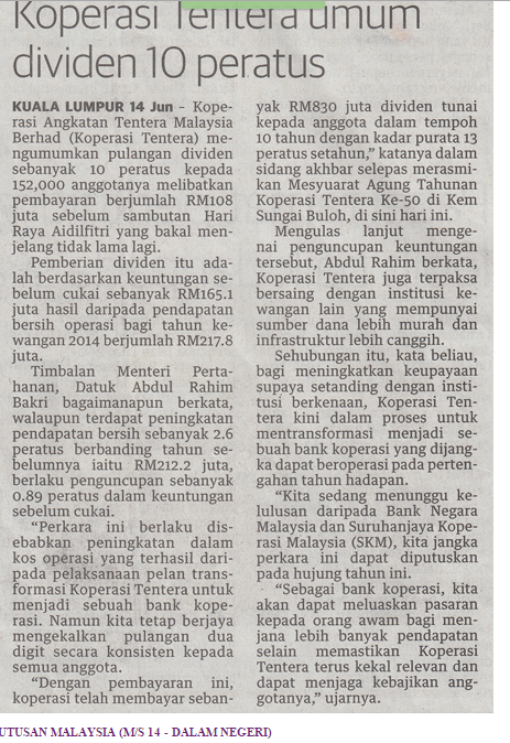 Tarikh Pembayaran Dividen Koperasi Tentera 2017 Flocsty