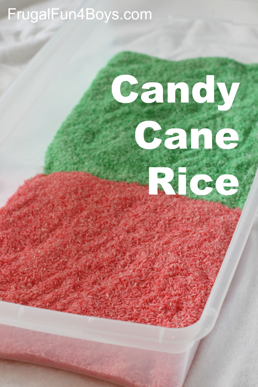Candy Cane Scented Rice for Sensory Play Frugal Fun For Boys and Girls