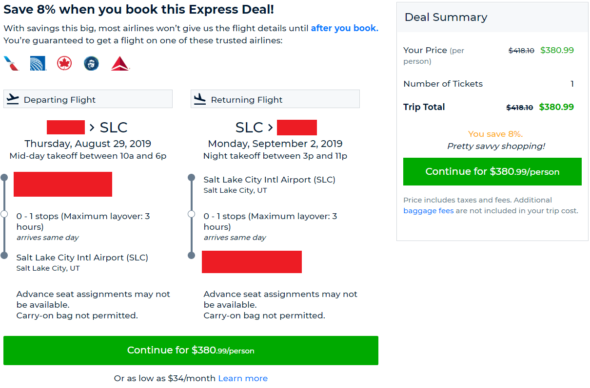 Priceline Express Deal Review (Flights) Frugal Professor