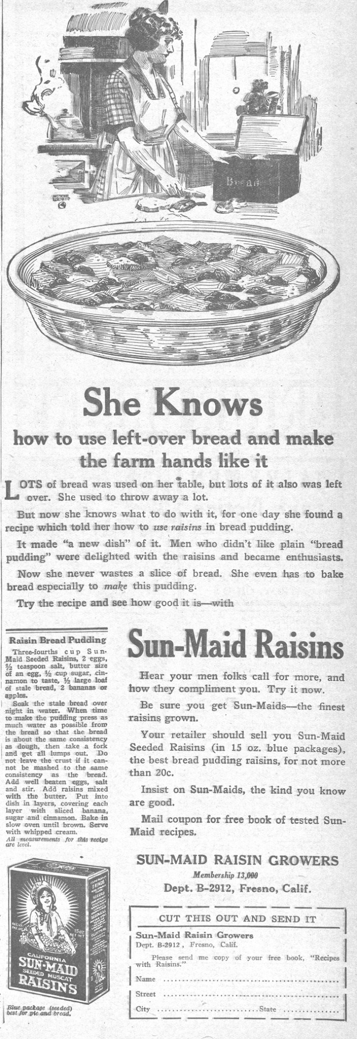 Old fashioned Raisin Bread Pudding