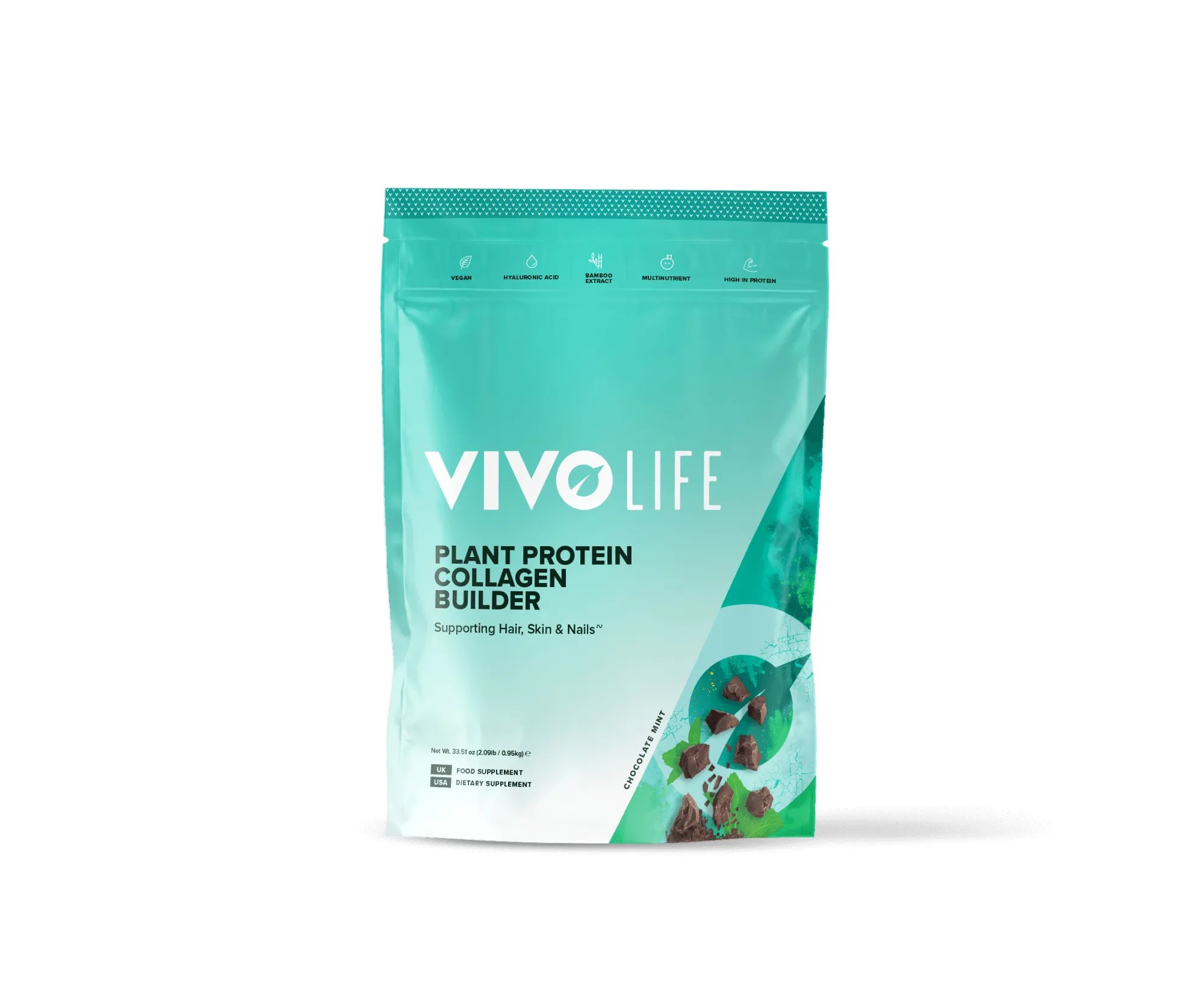 Vivo Life Plant Protein Collagen Builder Chocolate Mint Fruition Ko