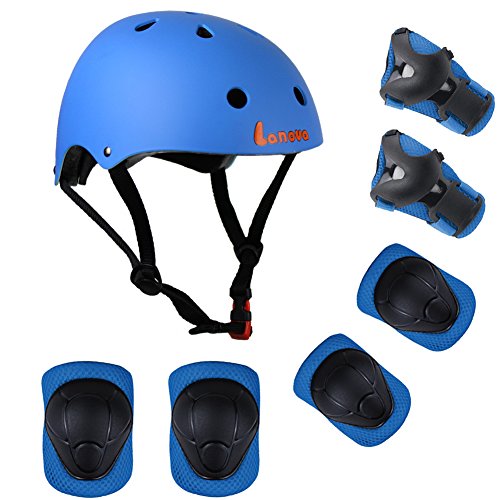 Lanova Kids Adjustable Sports Protective Gear Set Safety Pad Safeguard (Helmet Knee Elbow Wrist