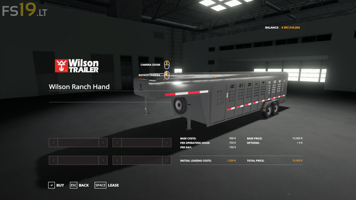 Wilson Ranch Hand Animal Trailer v 1.0 FS19 mods / Farming Simulator