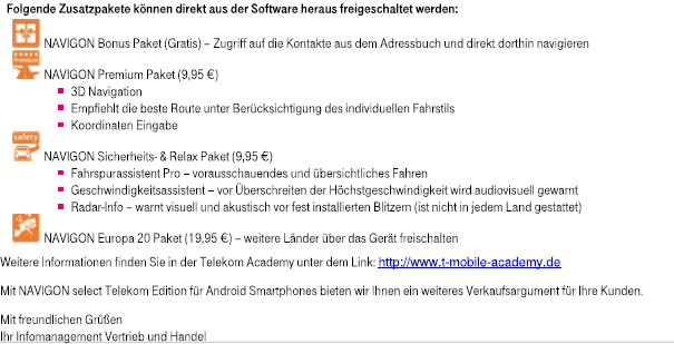 Navi kostenlos für Telekom Kunden NAVIGON select Telekom Edition