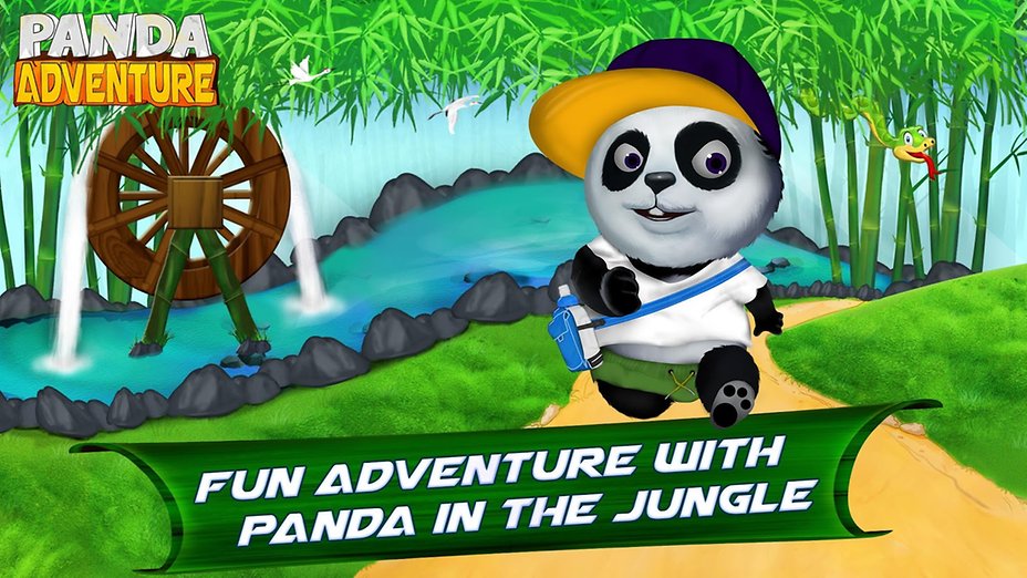 Panda Adventure run through beautiful jungle with brave Panda