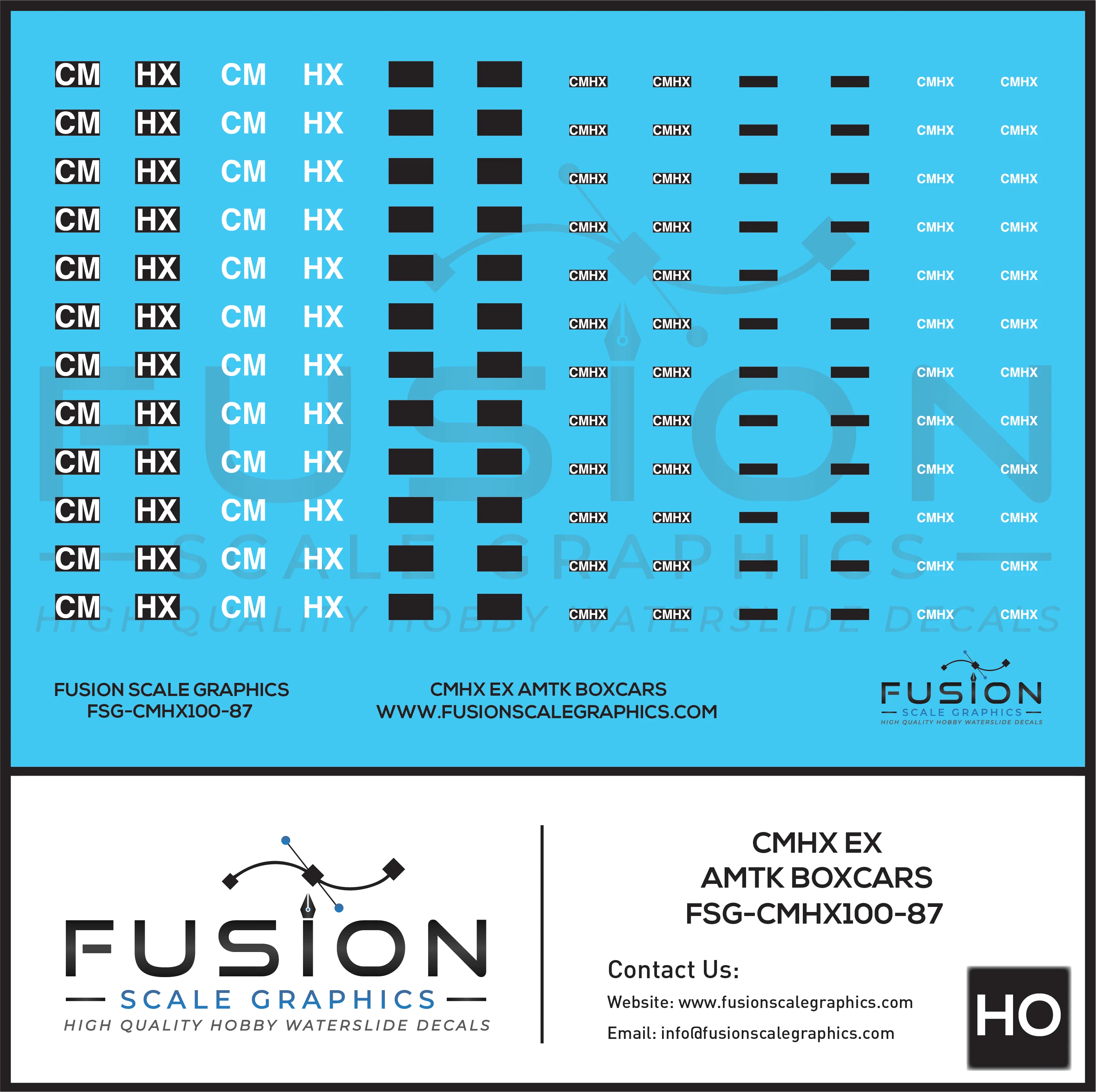 HO Scale CMHX ex AMTK Boxcar Patching Decal Set Fusion Scale Graphics