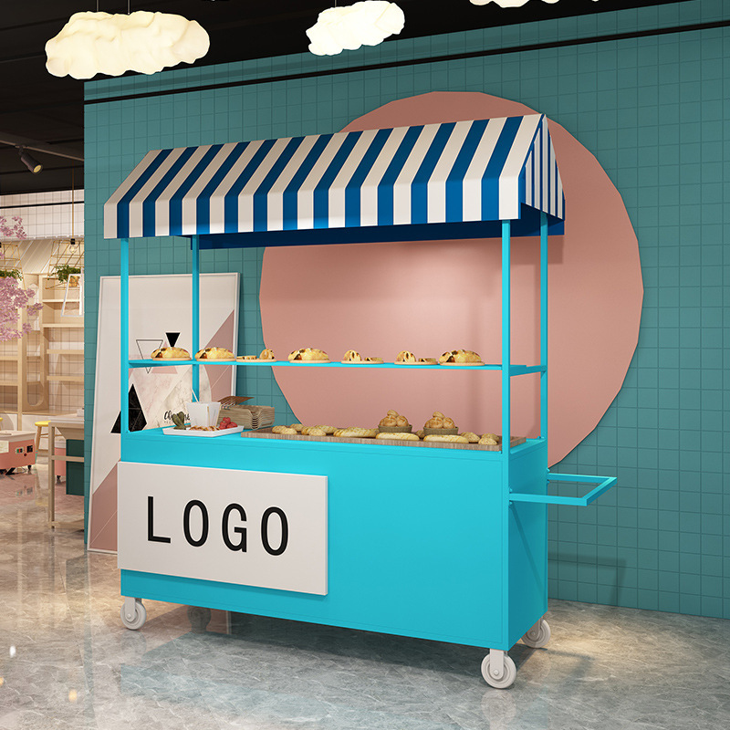 Mobile night market stall cart, outdoor wheeled food cart, ground stall