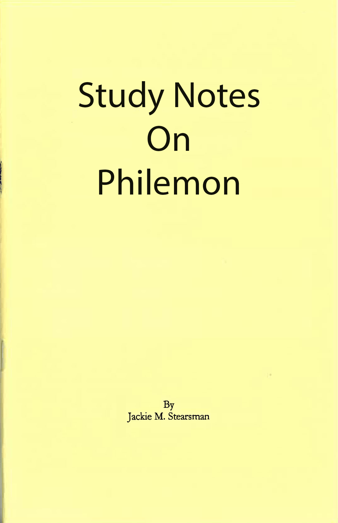 Study Notes on Philemon (JMS) FSOP Florida School of Preaching