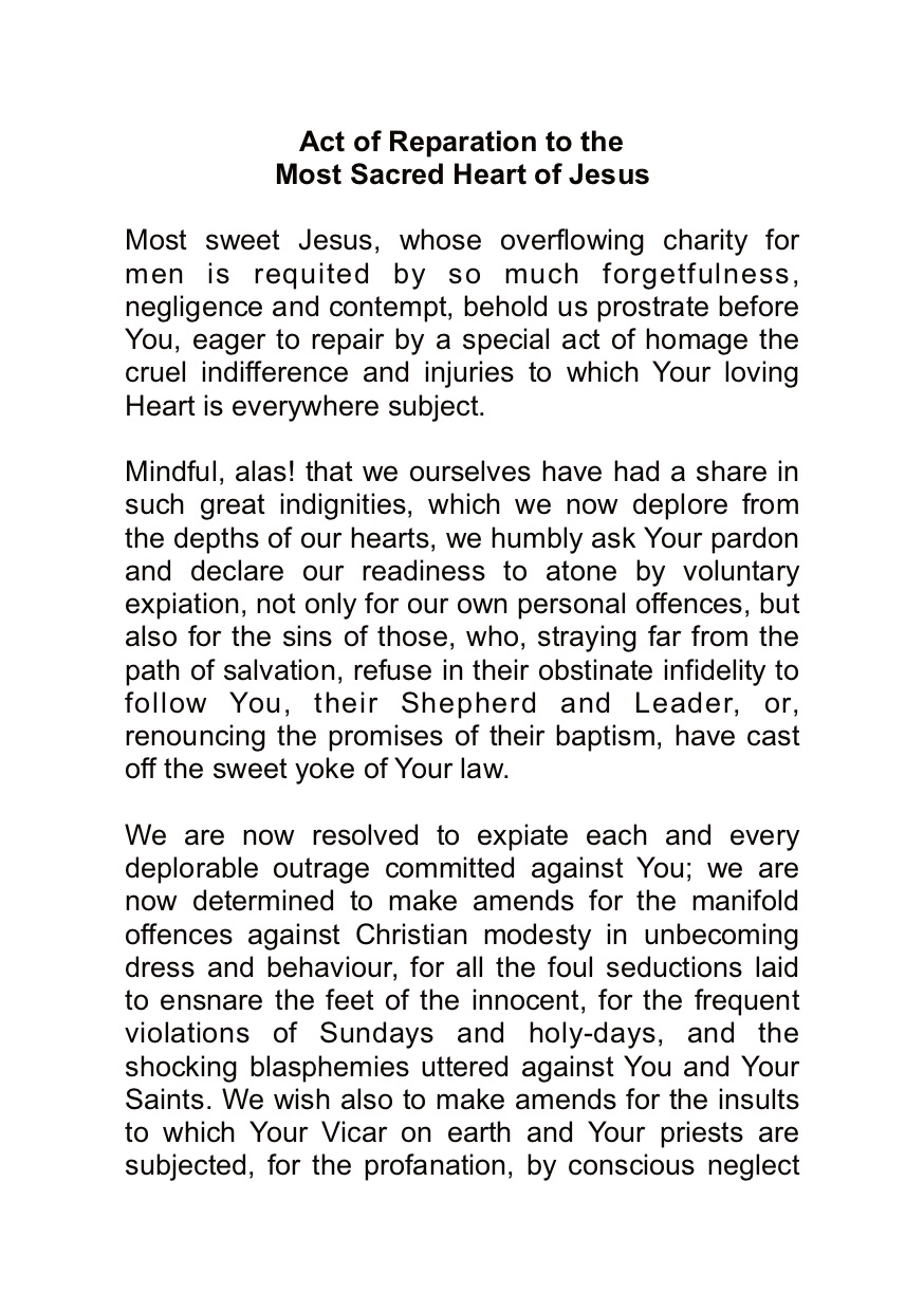 Act of Reparation to the Sacred Heart FSSP UK