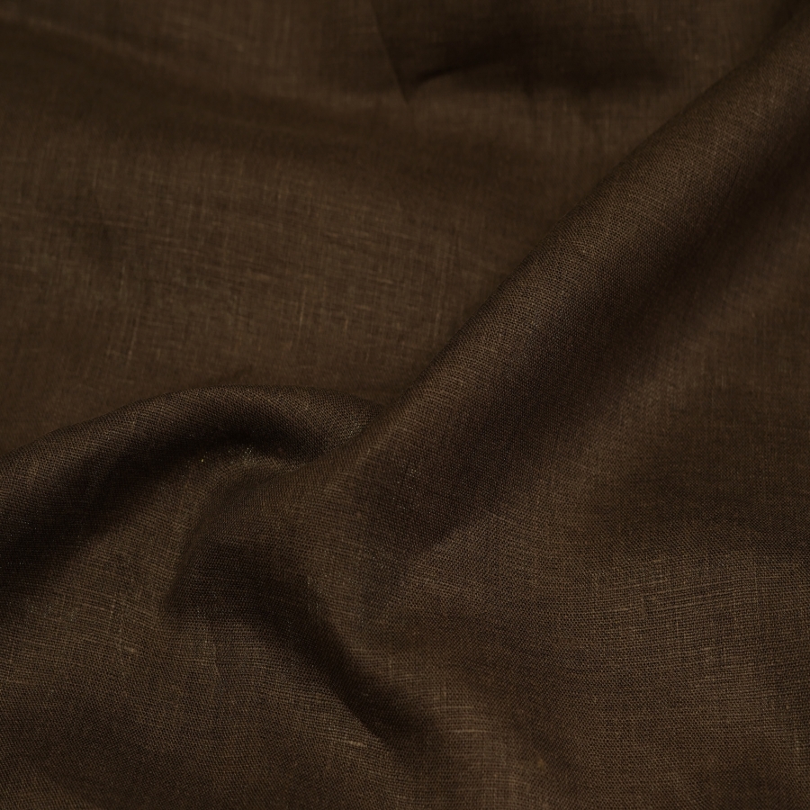 Brown Color Plain Dyed 60 LEA Pure Linen Fabric Fabric Fstudio