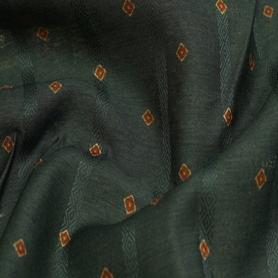 Green Color Digital Butti Print Tussar Silk Fabric Fabric Fstudio