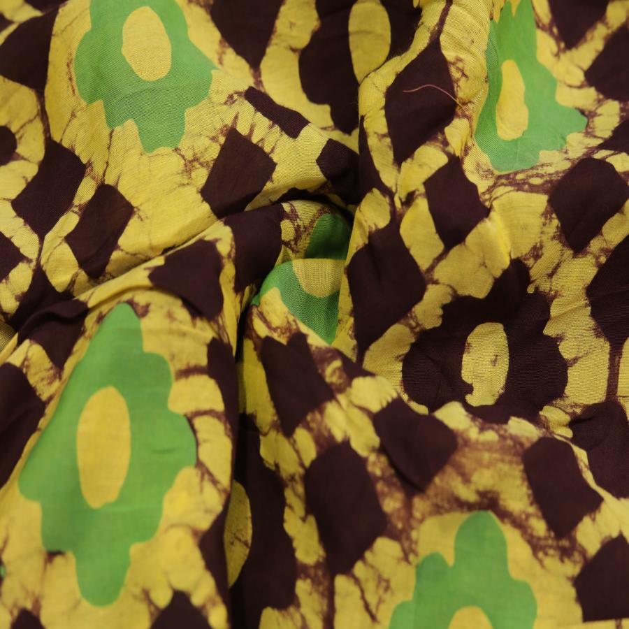 Yellow Color Floral Block Print Cotton Silk Fabric Fabric Fstudio