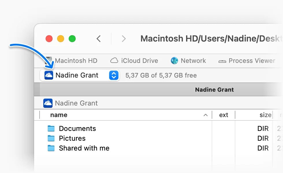 Mount OneDrive as a Network Drive on Mac Commander One