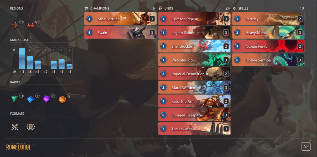 Raining Flames Miss Fortune Swain LoR Standard Deck FTPBUST