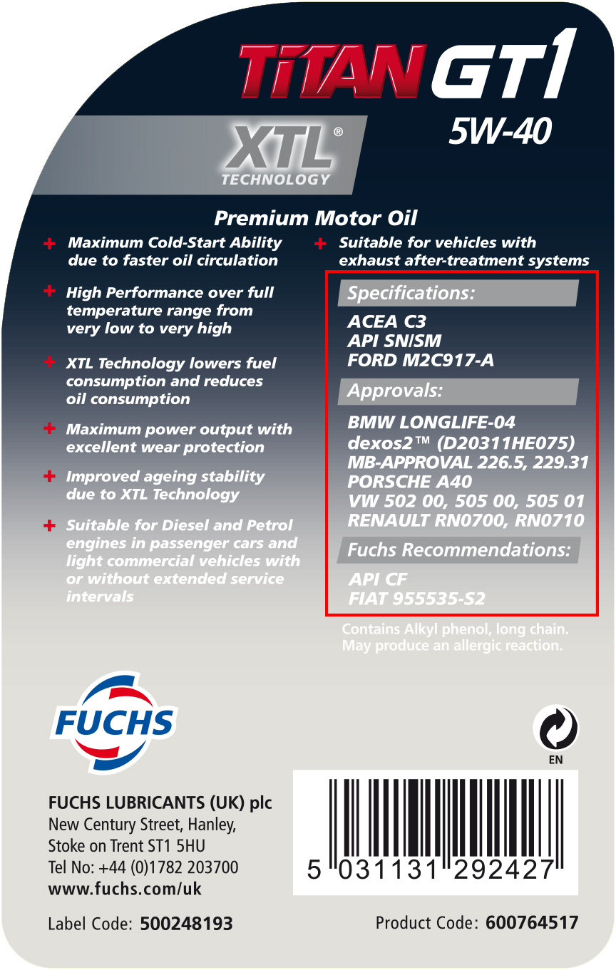 Choosing the correct oil FUCHS LUBRICANTS (UK) PLC