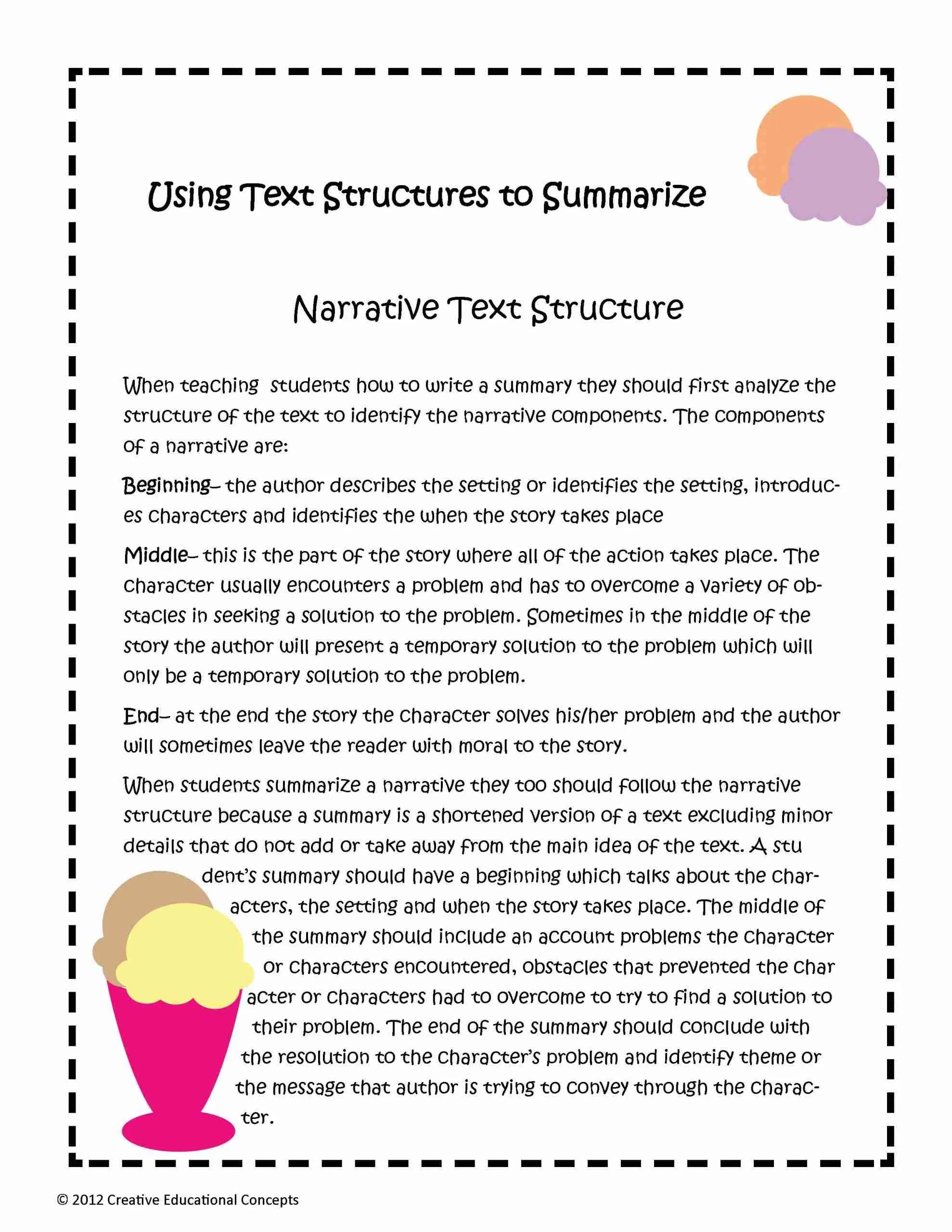 Summary Using Text Structures to Summarize Narrative and Expository