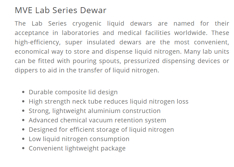 MVE Lab Series Dewar Fuelink Marketing