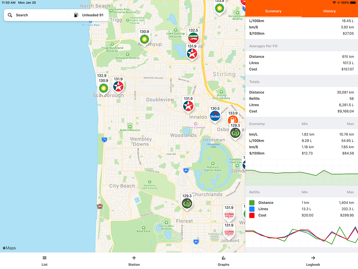 Fuel Map Australia app for iOS, Android and Windows