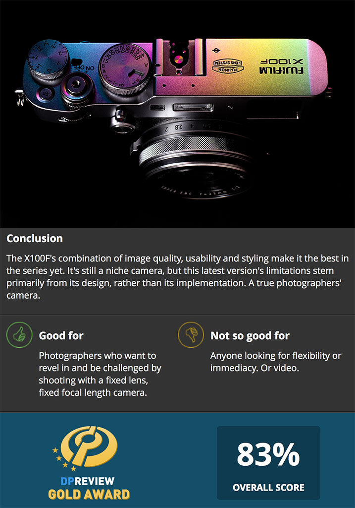 Fujifilm X100F DPReview Gold Award and More Fuji Addict