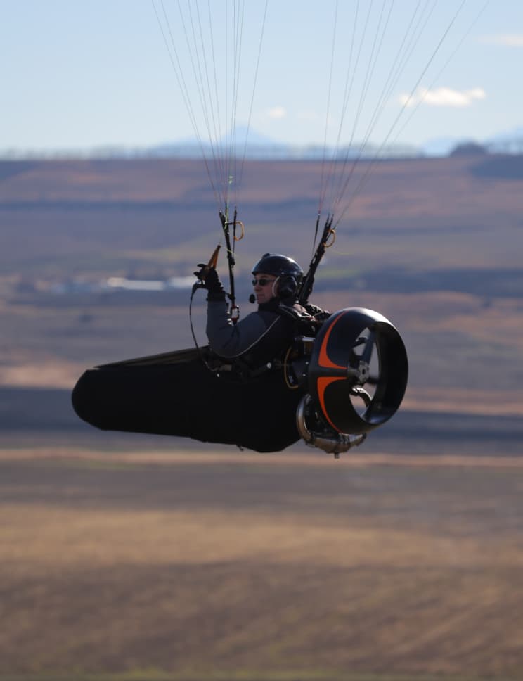 Fulcrum PowerPod paramotor pod harness with a duct fan for free