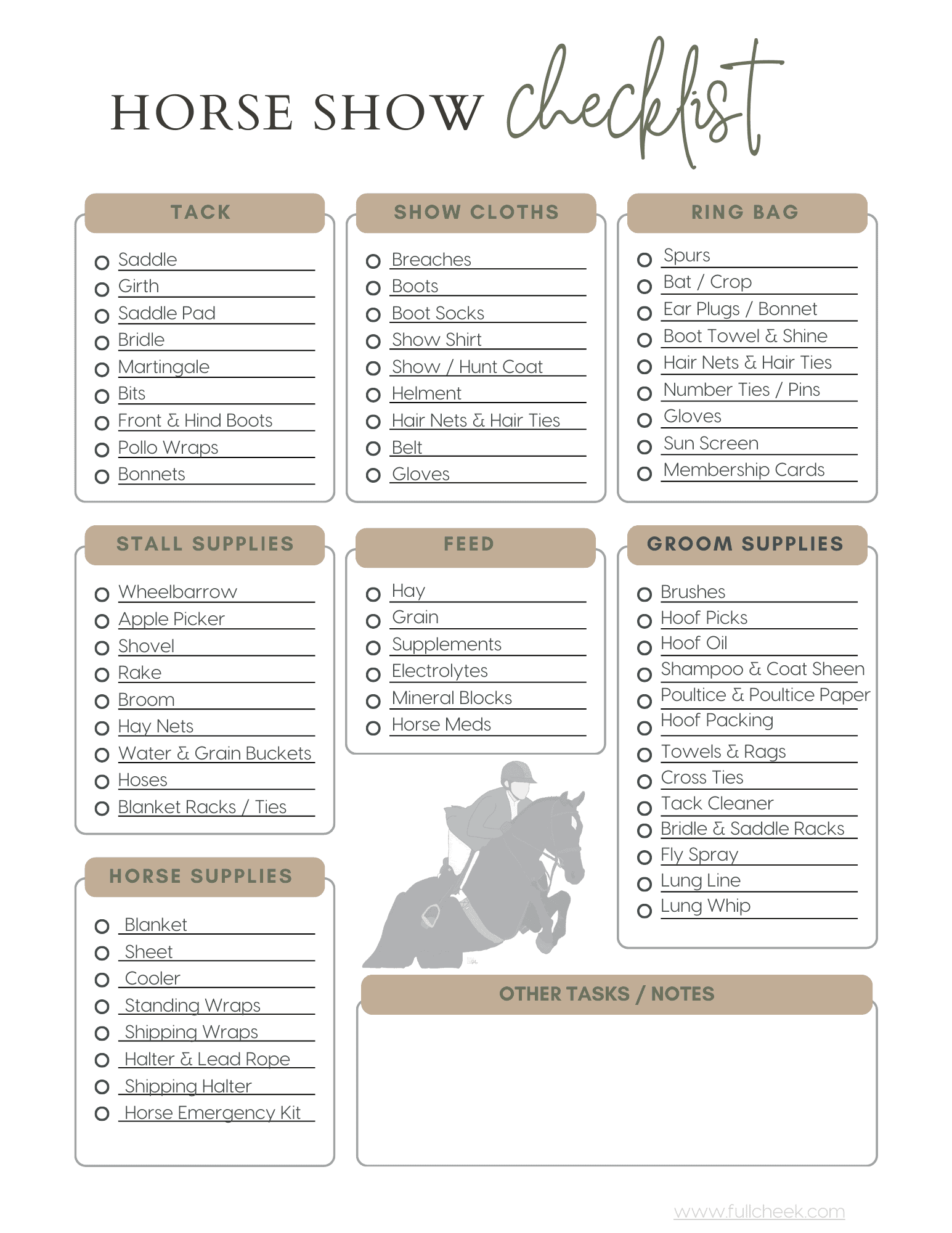 Horse Show Checklist Free Download Full Cheek Equestrian Blog