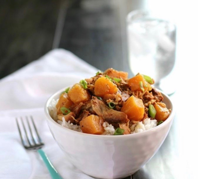 BBQ chicken bowl pineapple and rice and broccoli for 2 Fuller