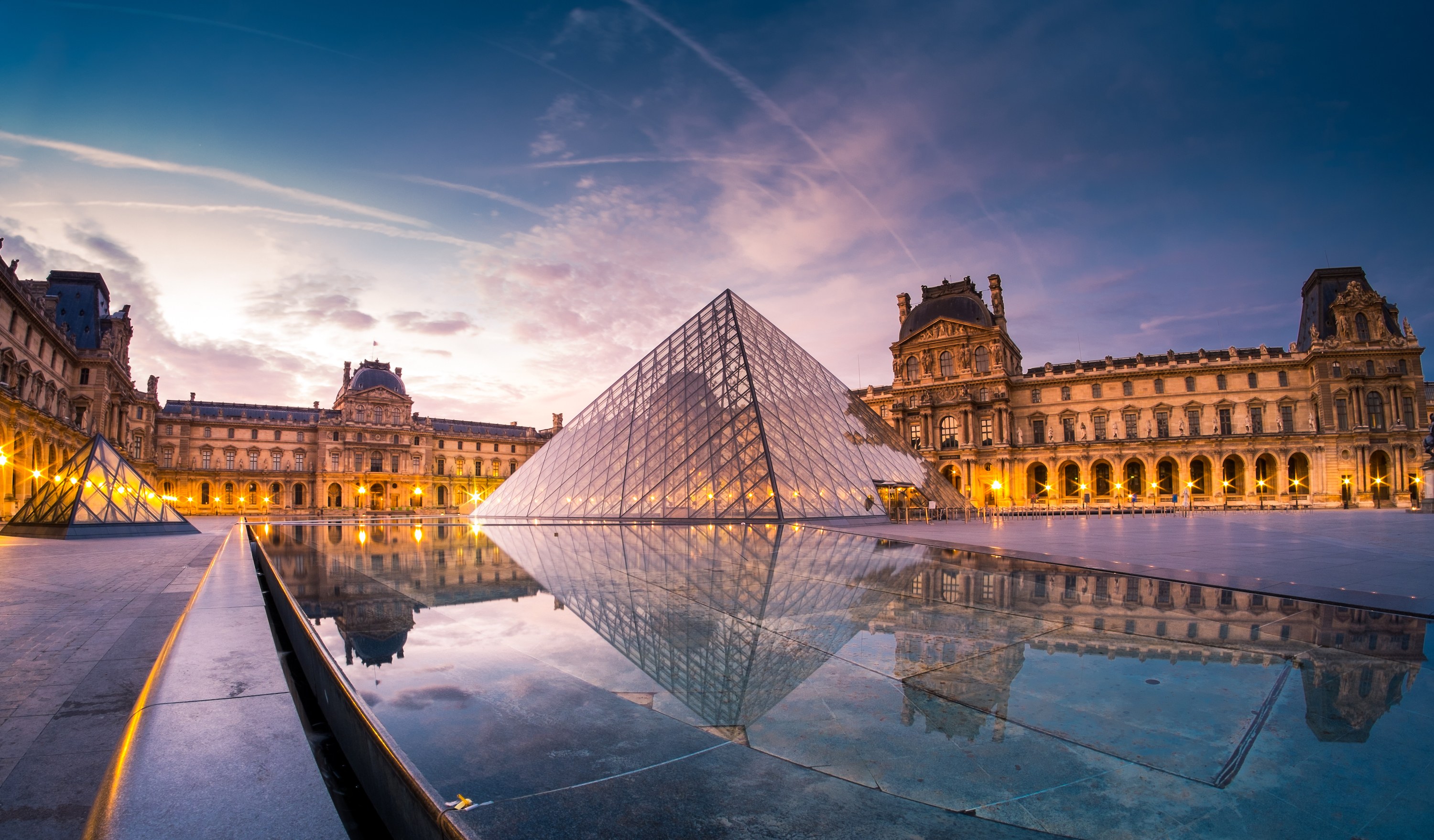 Louvre Pyramid, Awesome Louvre Pyramid, 3000x1757, 14416