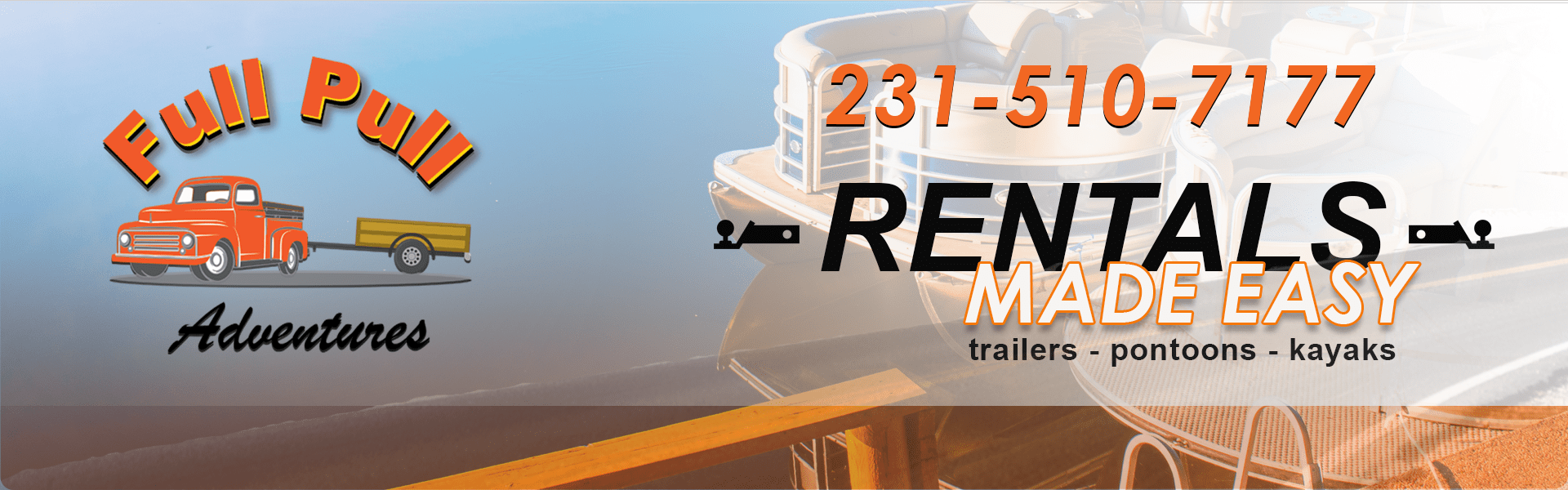 Pontoon rental, Manistee Onekema, kayaks, trailer rental, utility