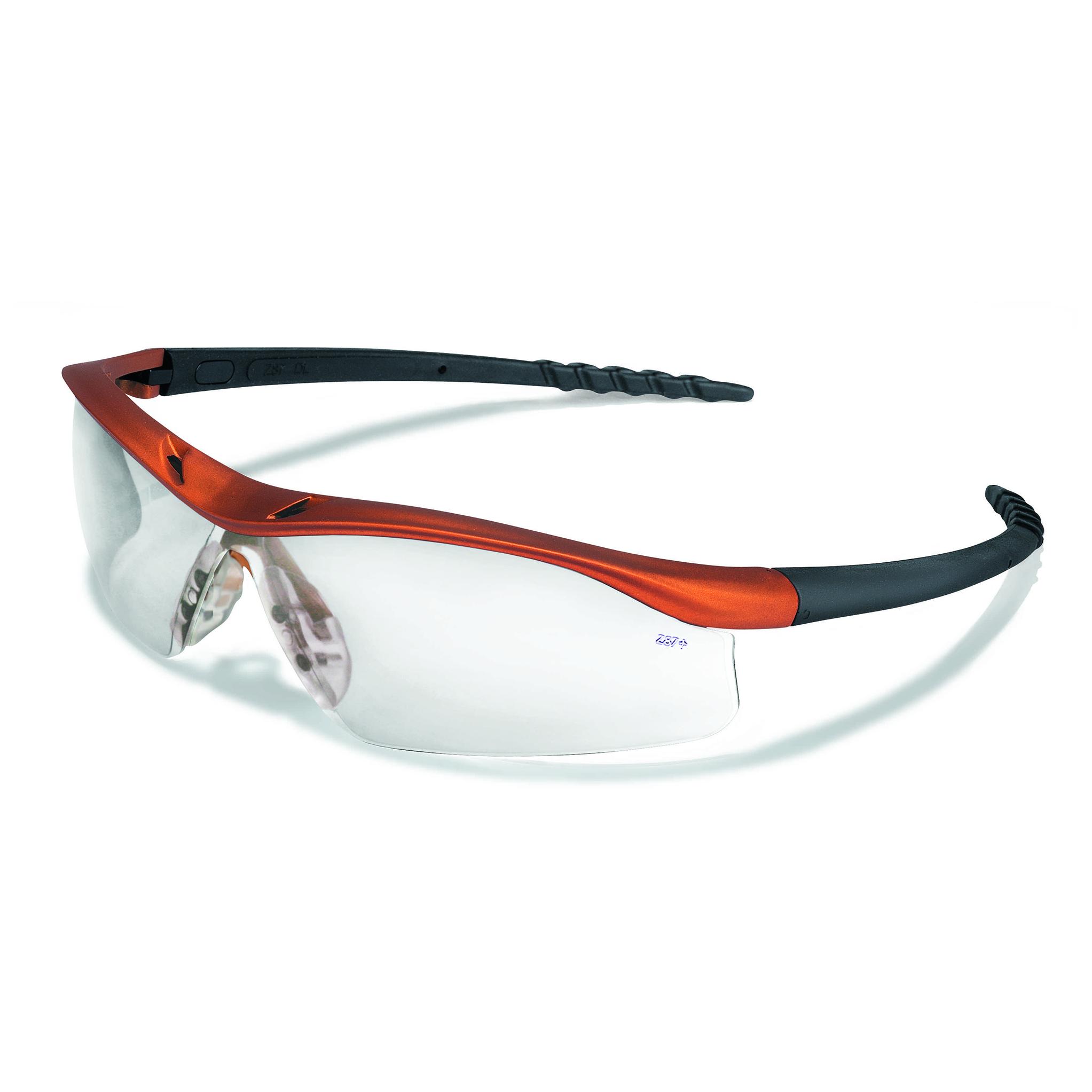 Crews Dallas Safety Glasses Orange Frame Clear AntiFog Lens