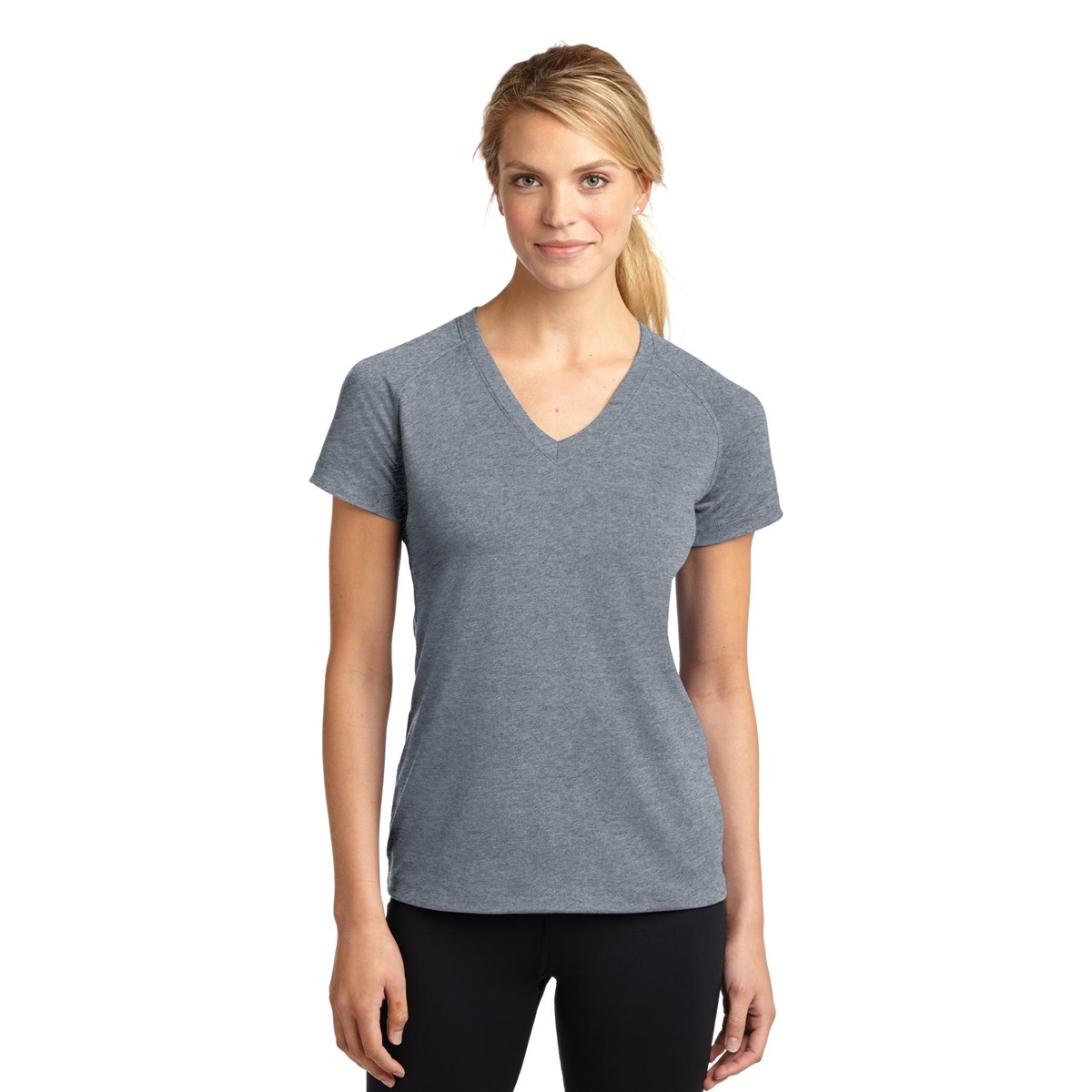 SportTek LST700 Ladies Ultimate Performance VNeck TShirt Heather