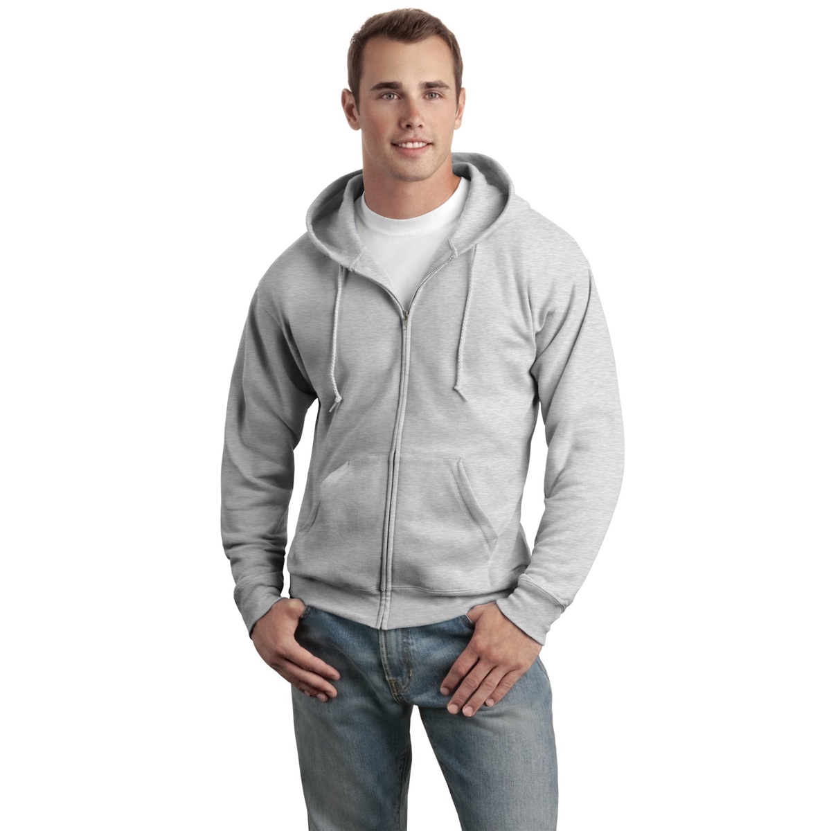Hanes P180 ComfortBlend EcoSmart FullZip Hooded Sweatshirt Ash