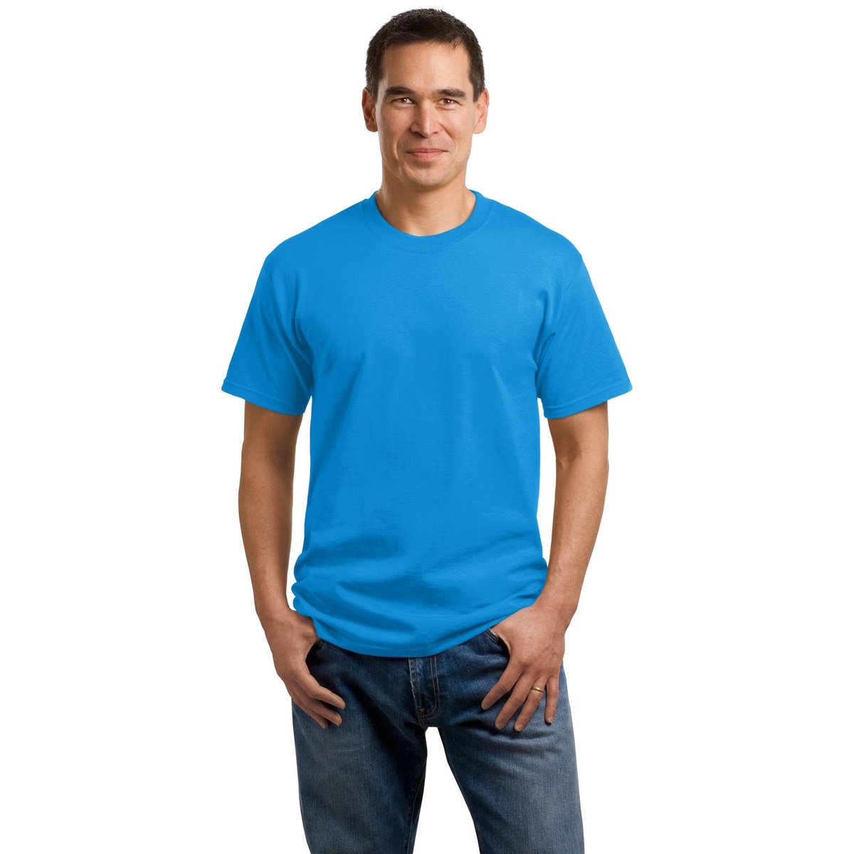 Port & Company PC54 5.4oz 100 Cotton TShirt Neon Blue