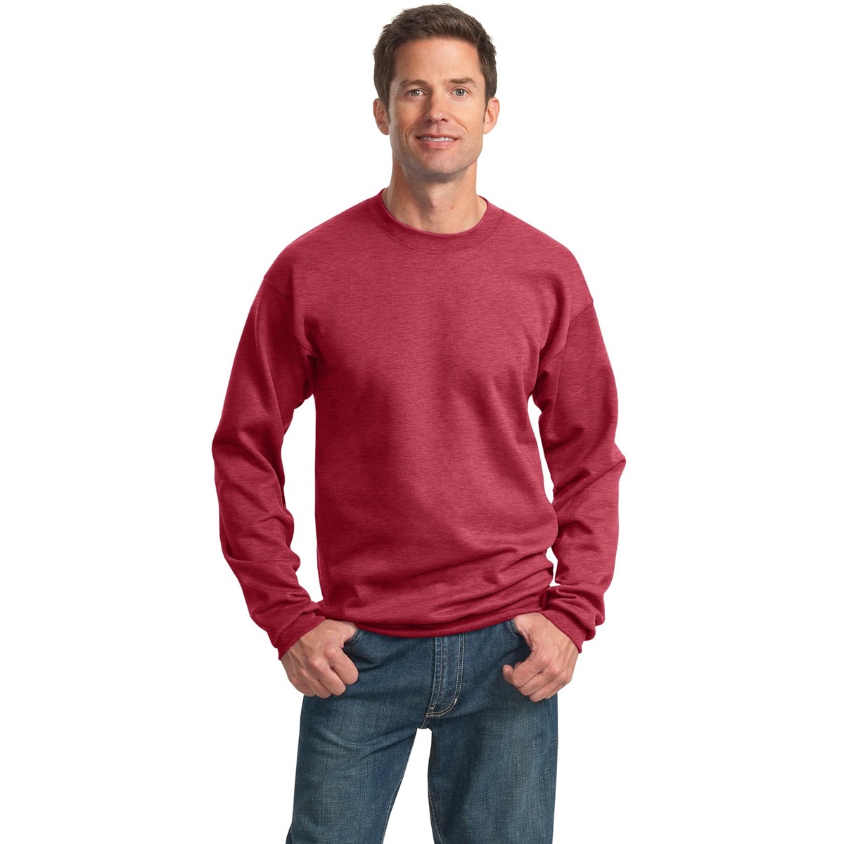 Port & Company PC78 Classic Crewneck Sweatshirt Heather Red