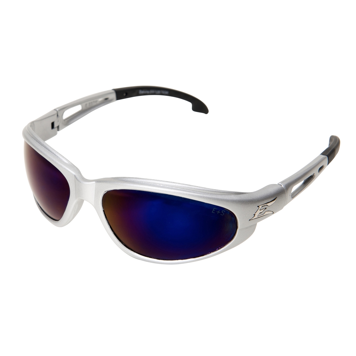 Edge SW128 Dakura Safety Glasses Silver Frame Blue Mirror Lens