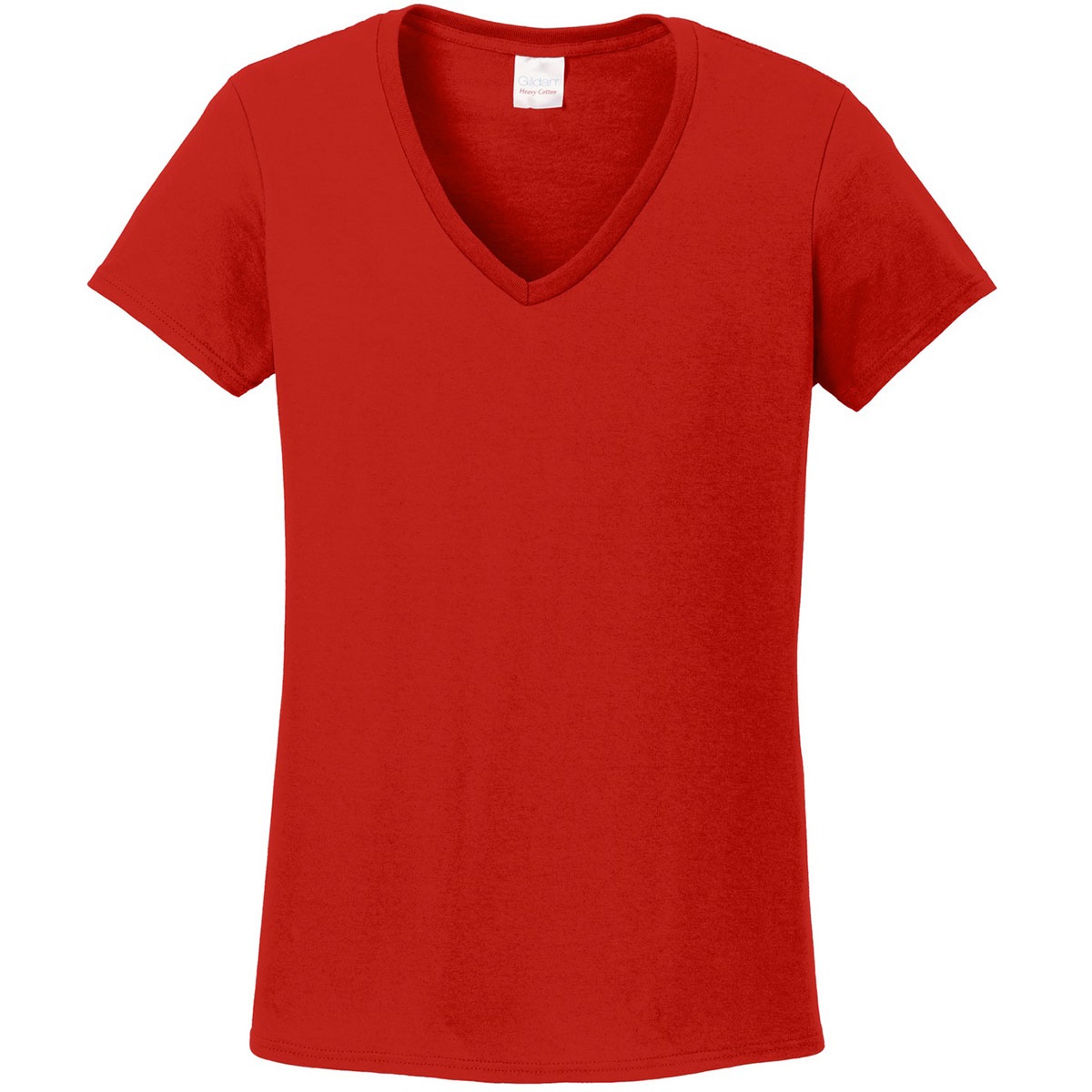 Gildan 5V00L Ladies Heavy Cotton VNeck TShirt Red