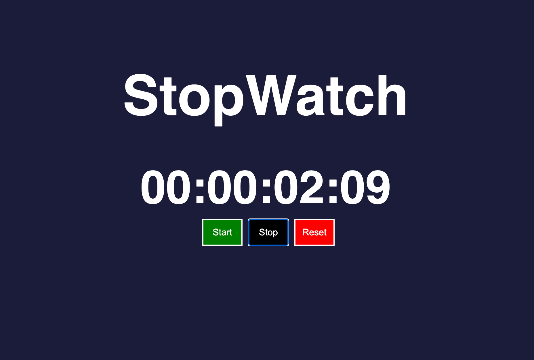 Build a Simplest Stopwatch using HTML/CSS and Javascript (Full Code