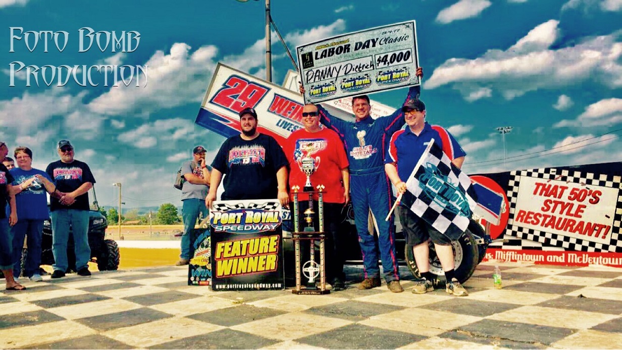 Dietrich charges to Labor Day Classic victory; 50,000 up for grabs at Port Royal Speedway 