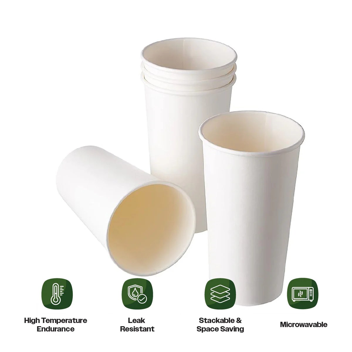 Ciao! Paper Hot Cup, 20 oz Disposable Cup, White, 600 Count FulPac