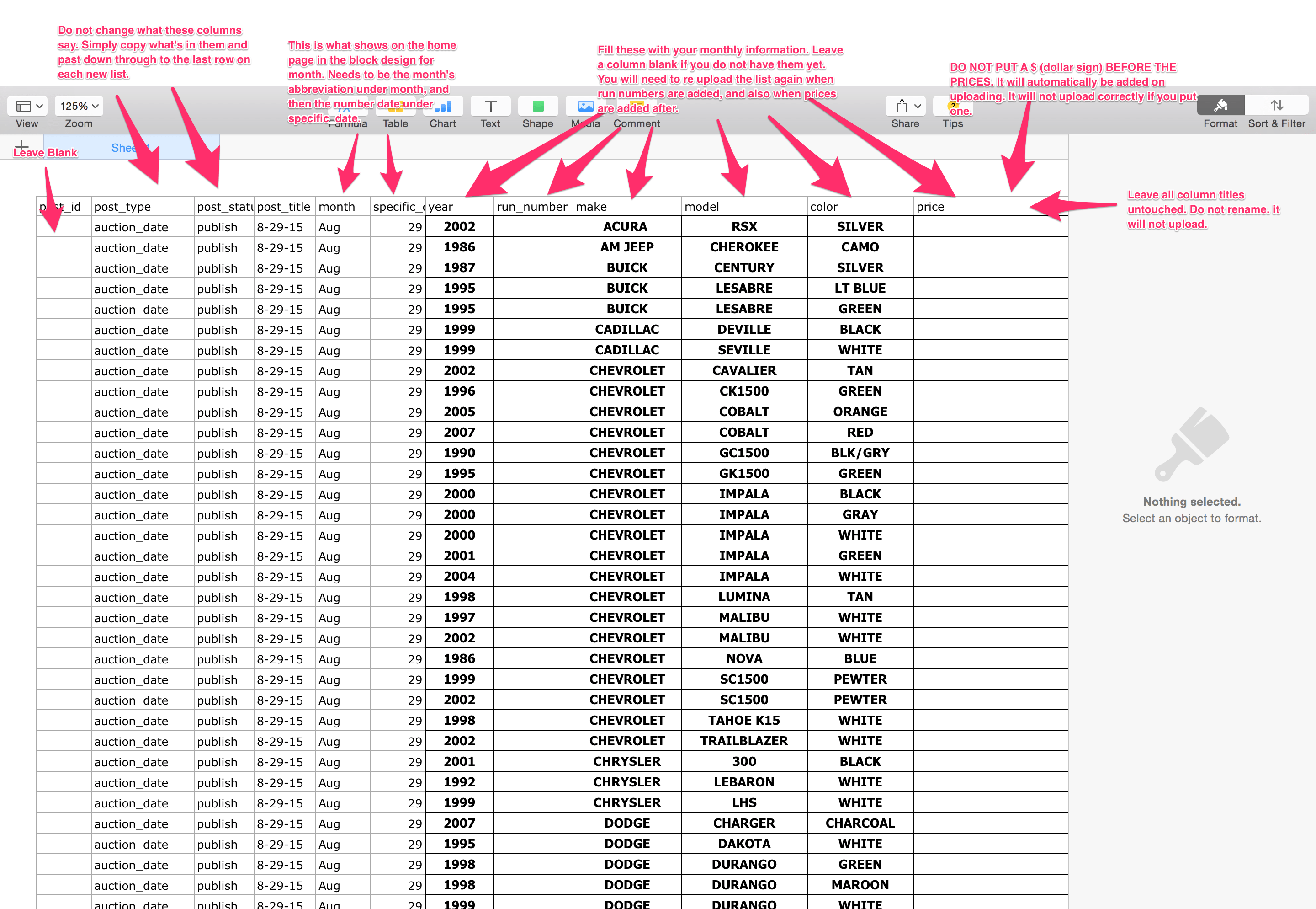 Upload List Instructions Fulton Auto Auction