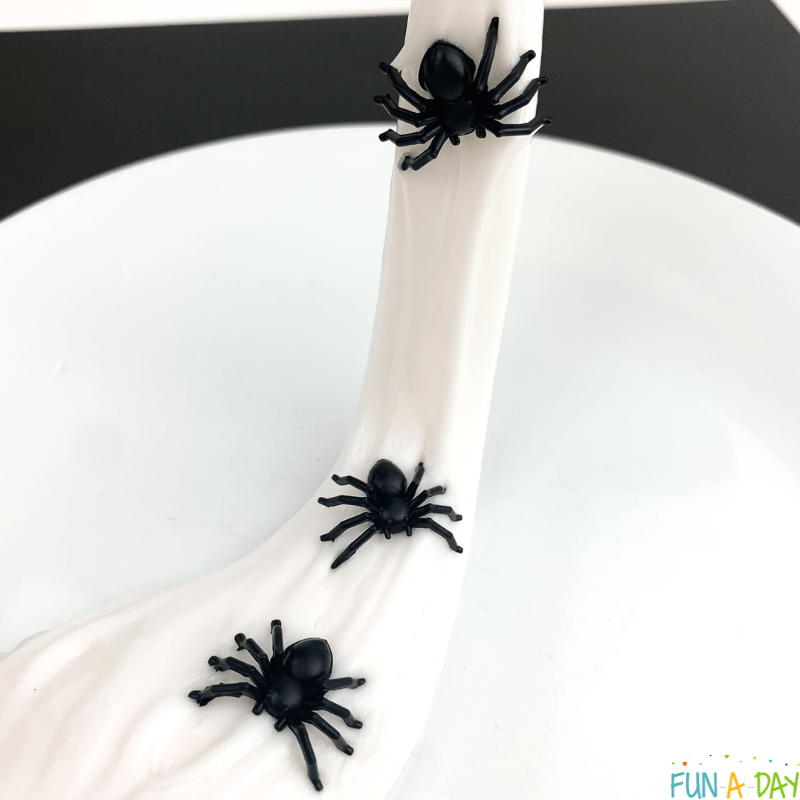 Spider Slime for Halloween or a Spider Theme FunADay!