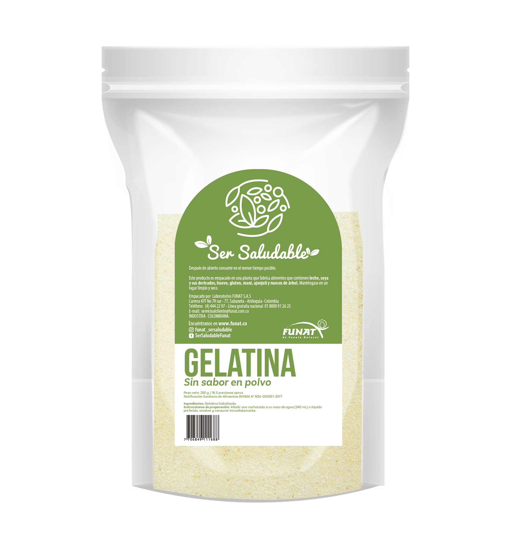 Gelatina sin sabor 250 g Funat
