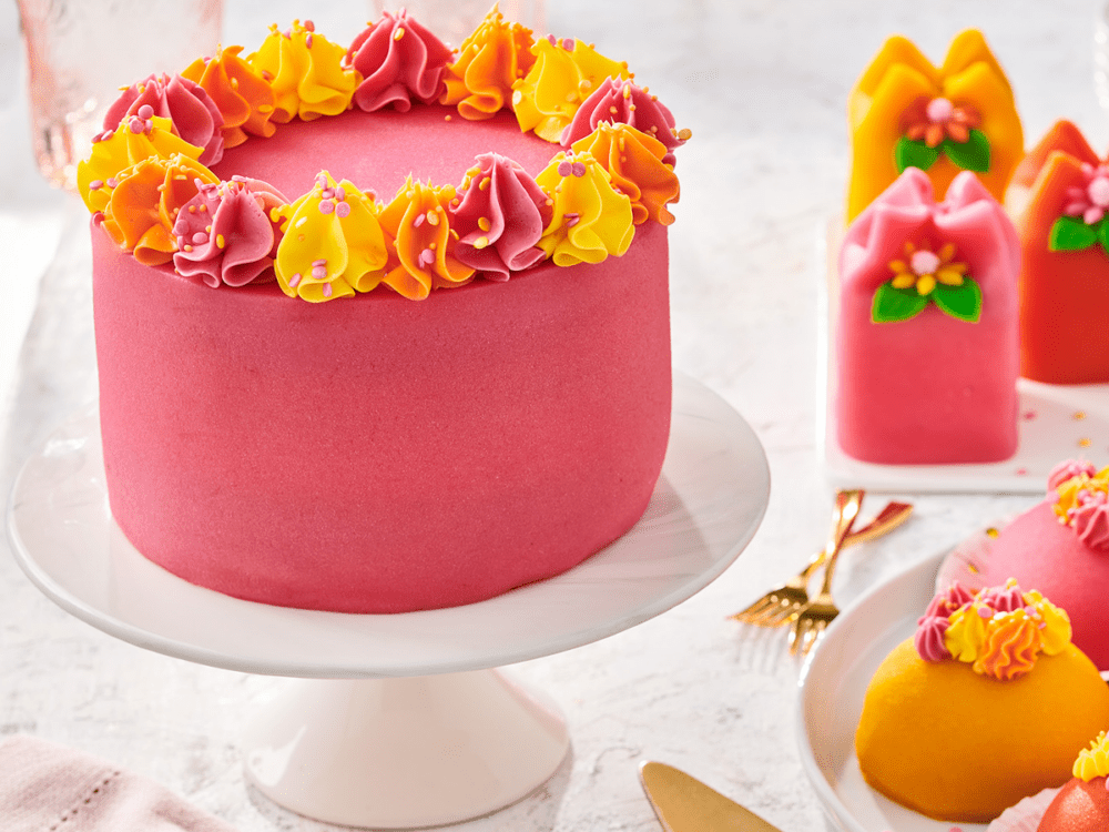 Marzipan cake with fruit and whipped cream filling FunCakes