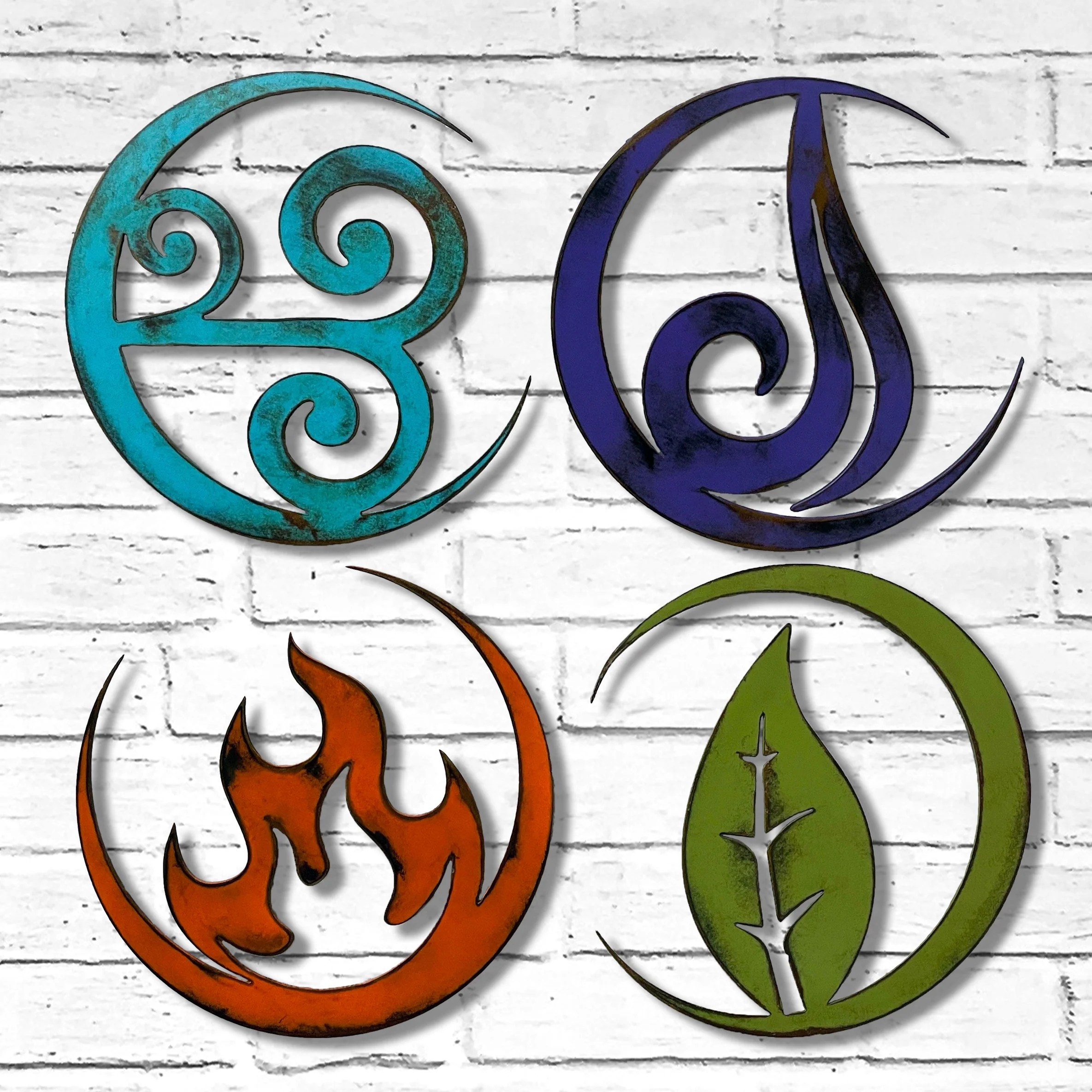 The Four Elements Set of Four Metal Wall Art Home Decor Handmade Functional Sculpture llc