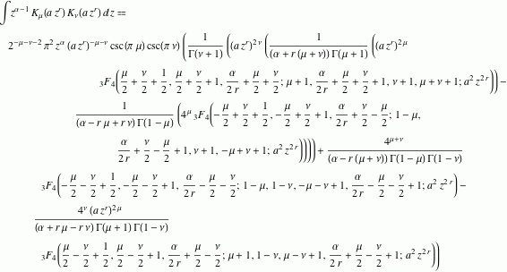 Table Of Bessel Function Integrals