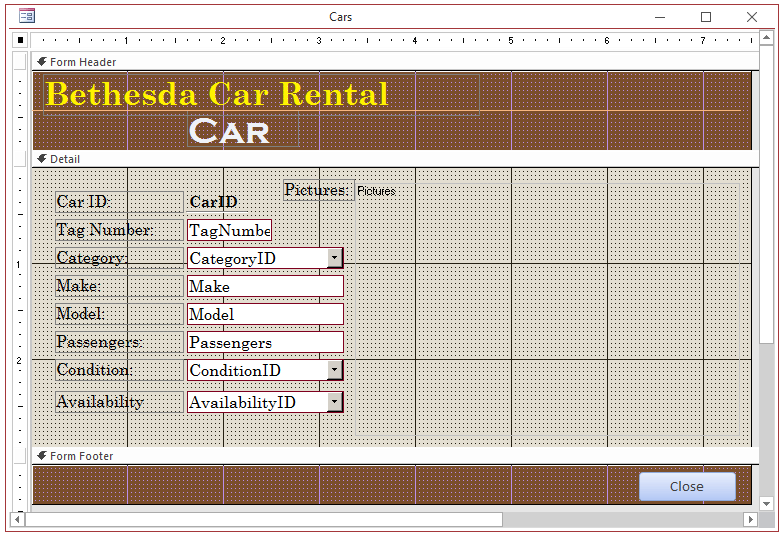Microsoft Access Sample Database Bethesda Car Rental