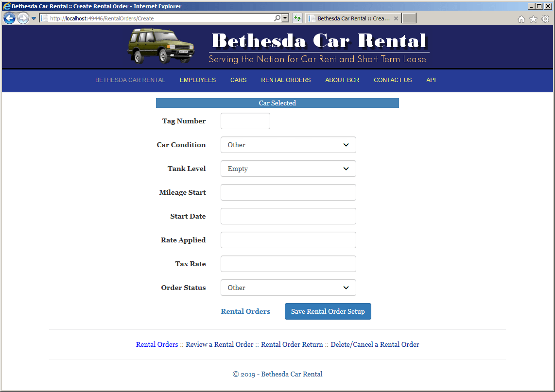 and jQuery Bethesda Car Rental