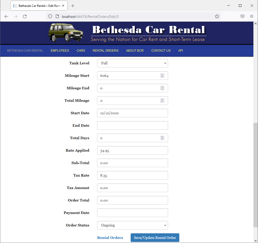 and jQuery Bethesda Car Rental