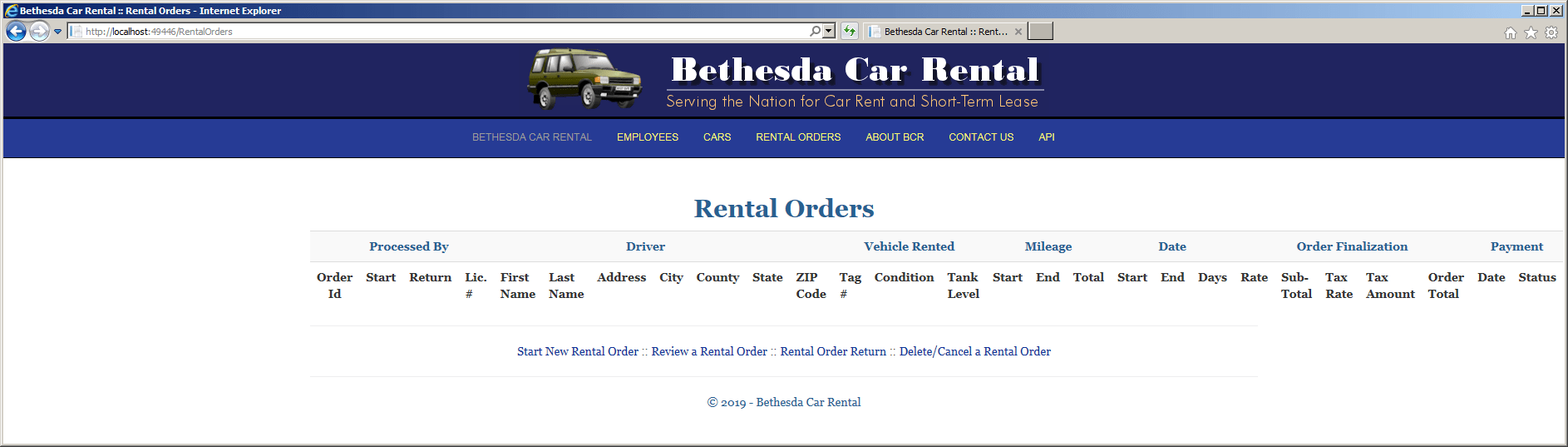 and jQuery Bethesda Car Rental